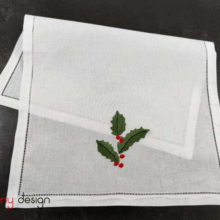   Chistmas hand towel-leaf embroidery ( 6 piecies)